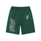 Washed Waffle Knit Shorts - Forest Green