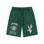 Washed Waffle Knit Shorts - Forest Green