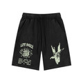 Washed Waffle Knit Shorts - Black