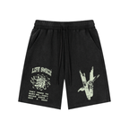 Washed Waffle Knit Shorts - Black