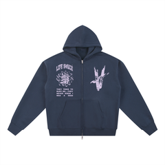 BREAKING FREE | Fleeced Zip Hoodie - Navy Blue