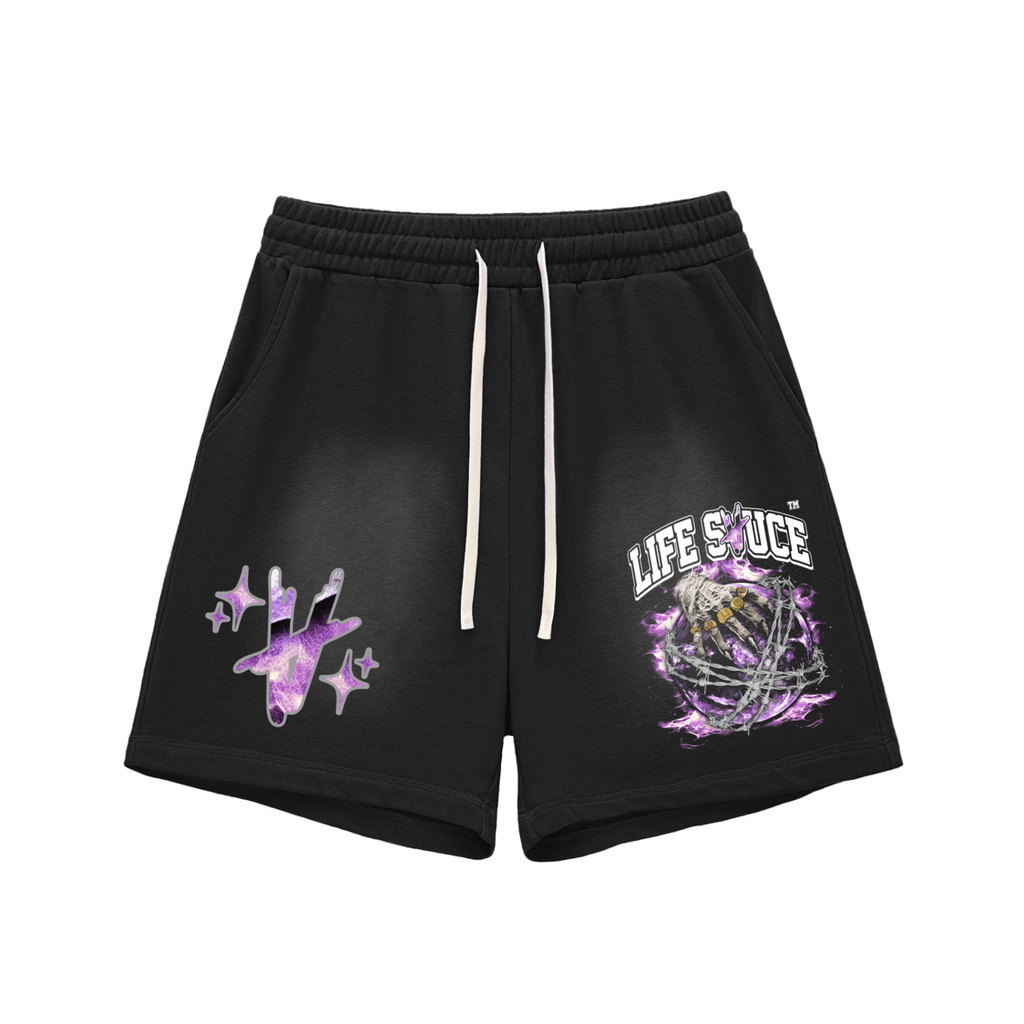 DARK WORLD | Graphic Fade Shorts - Black