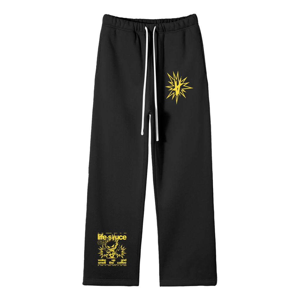 FULLY CHARGED | Straight Leg Joggers - Black Yellow