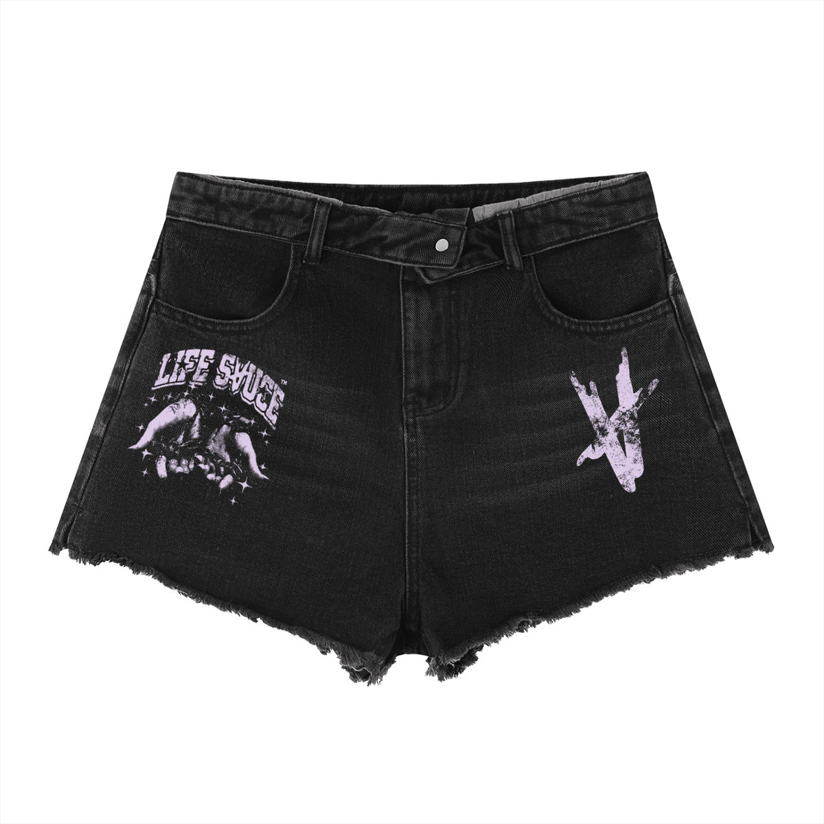 Women’s High Rise Denim Shorts - Black