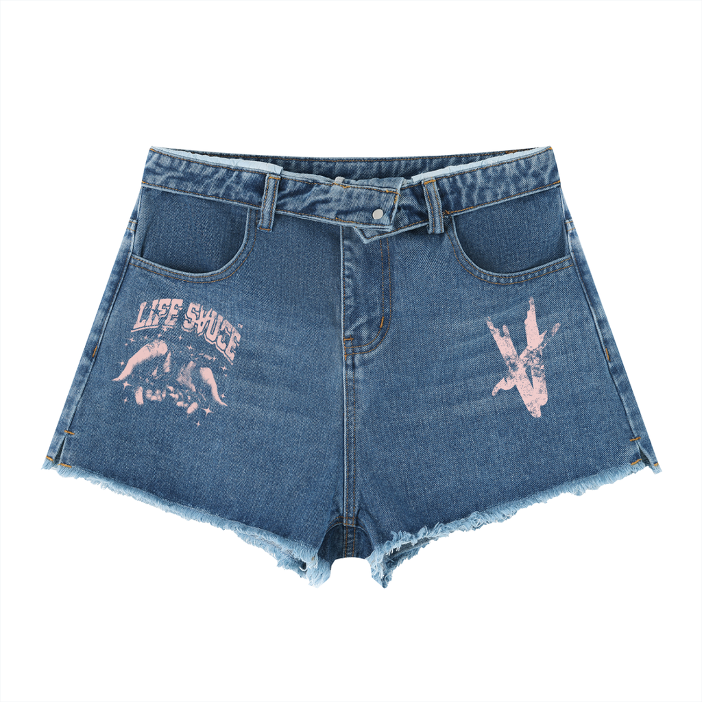 Women's Denim Hi Rise Shorts - Blue