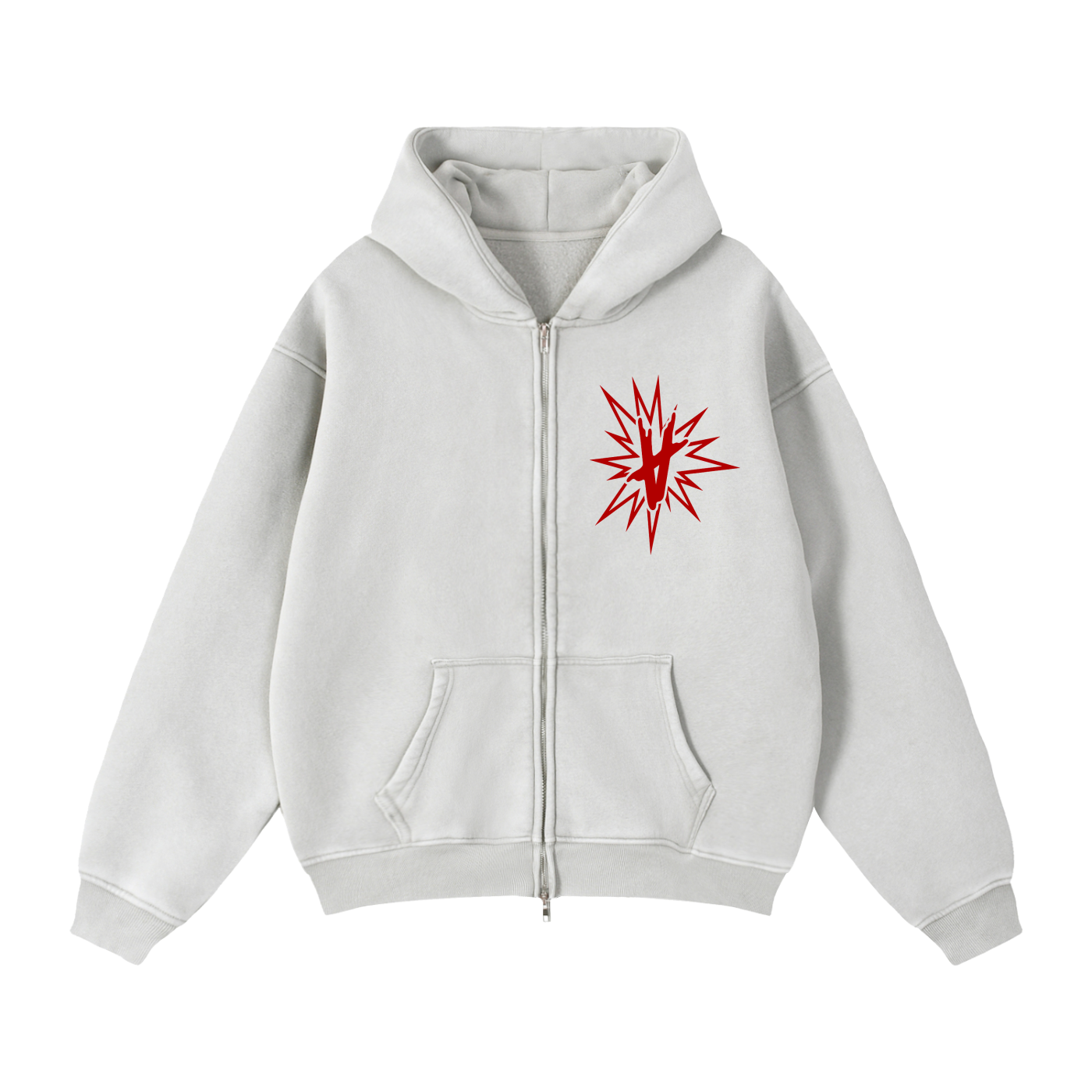 FULLY CHARGED | Fleeced Zip Hoodie - Red