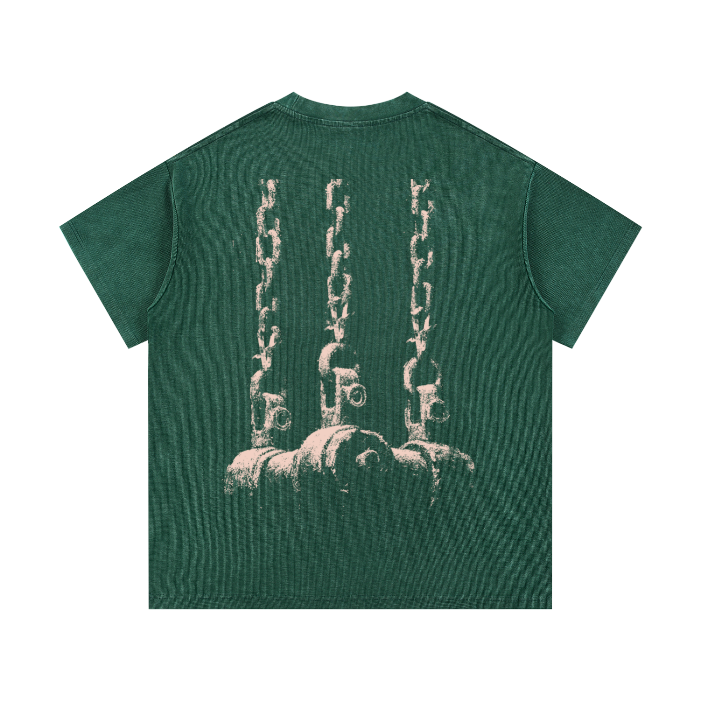 Washed Waffle Knit T-Shirt - Forest Green