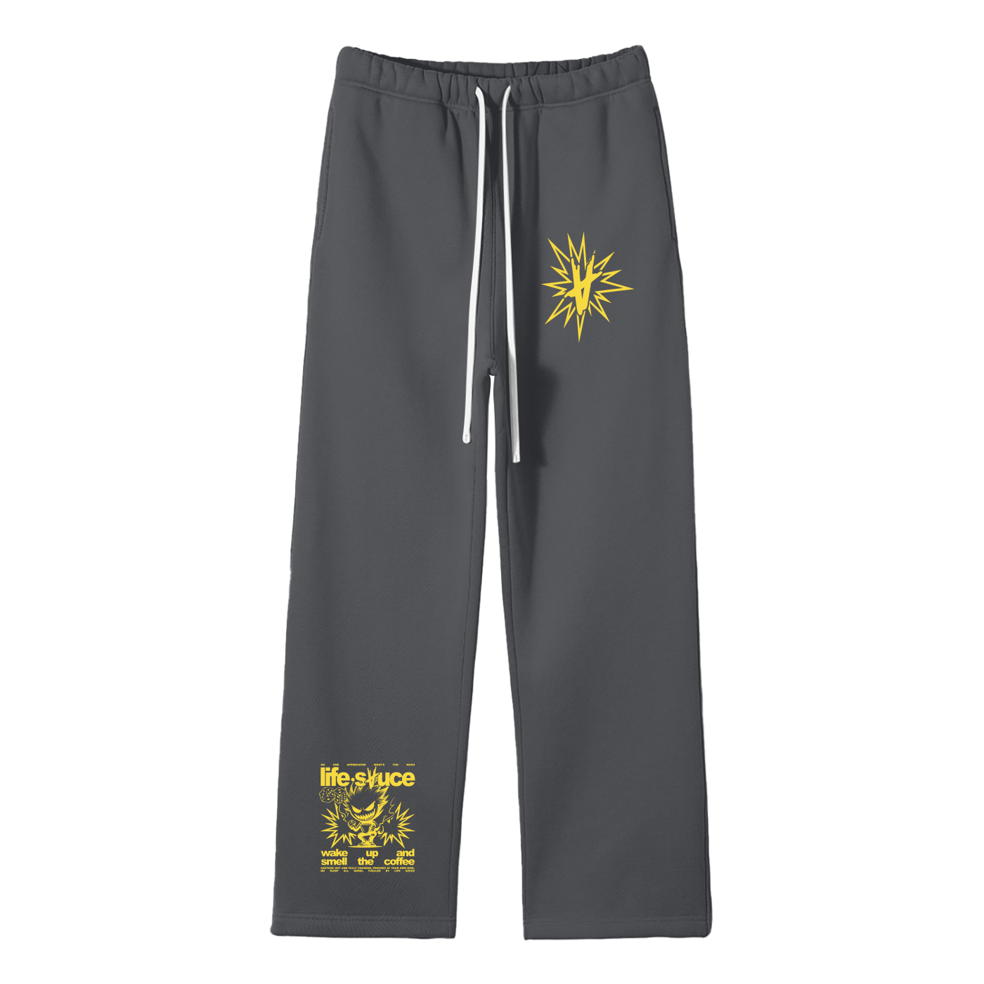 FULLY CHARGED | Straight Leg Joggers - Dark Grey Yellow