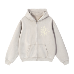FULLY CHARGED | Zip Box Hoodie - Stone