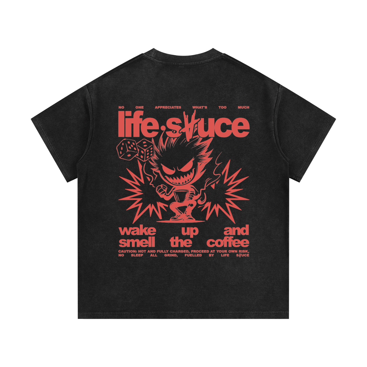 FULLY CHARGED | Waffle Knit T-Shirt - Black
