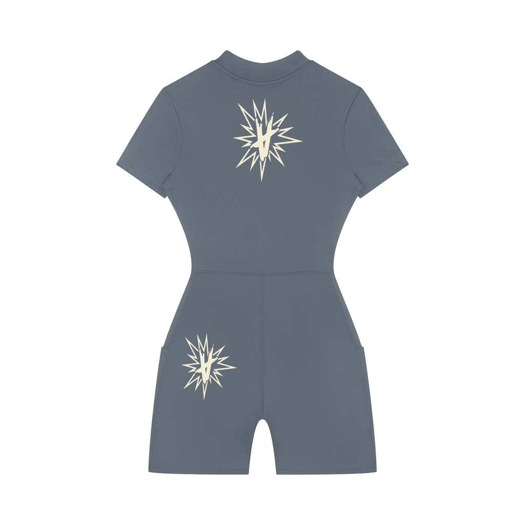 Quarter-Zip Short Sleeve Romper - Various Colours
