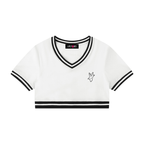V-Neck Crop T-Shirt - Black & White