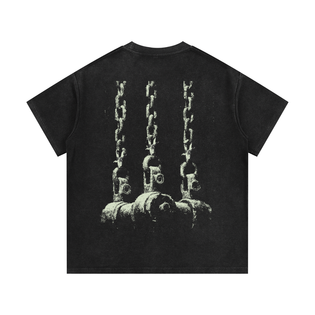Washed Waffle Knit T-Shirt - Black