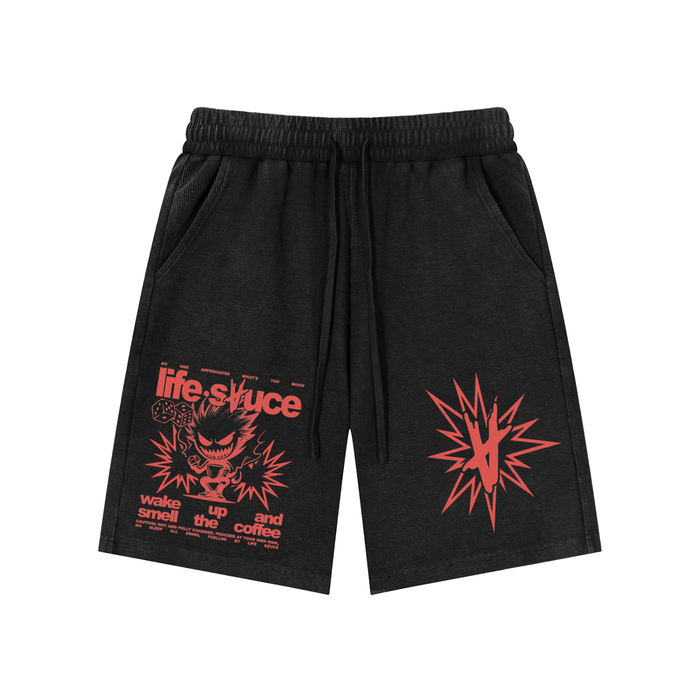 FULLY CHARGED | Waffle Knit Shorts - Black