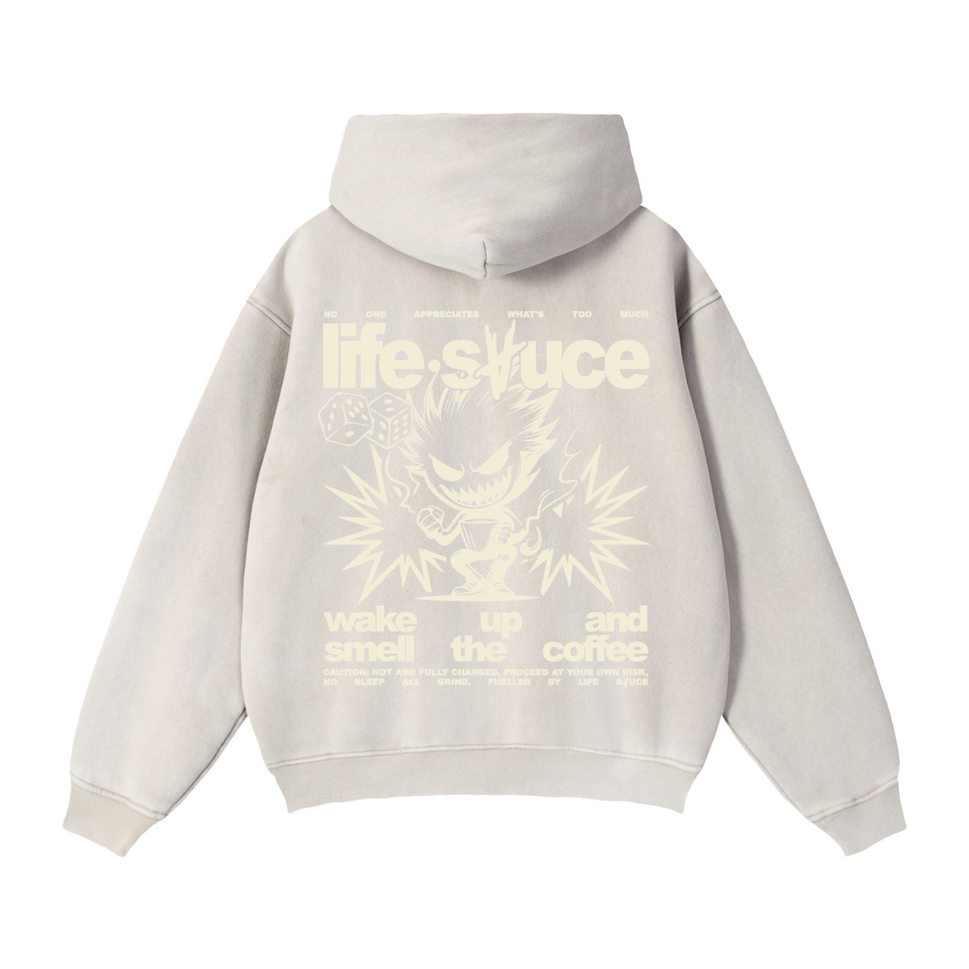 FULLY CHARGED | Zip Box Hoodie - Stone