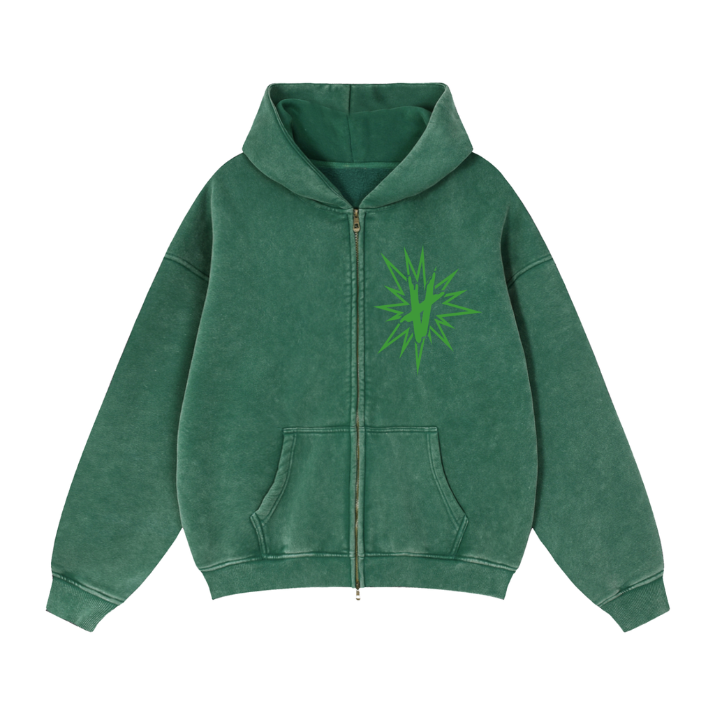 FULLY CHARGED | Frosted Zip Hoodie - Green