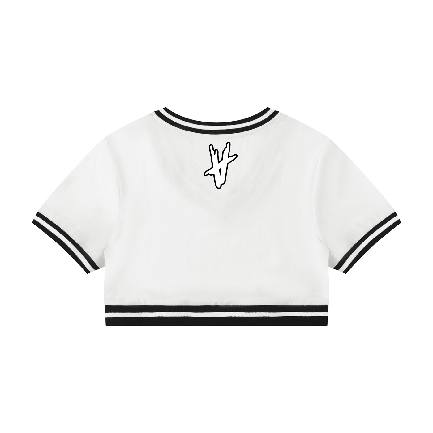 V-Neck Crop T-Shirt - Black & White