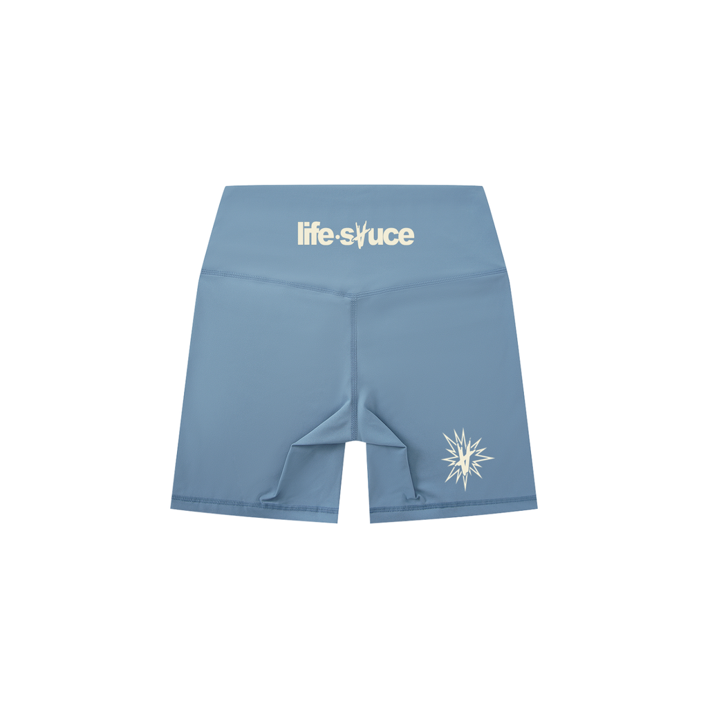 High-Waisted Biker Shorts - Slate Blue