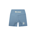High-Waisted Biker Shorts - Slate Blue
