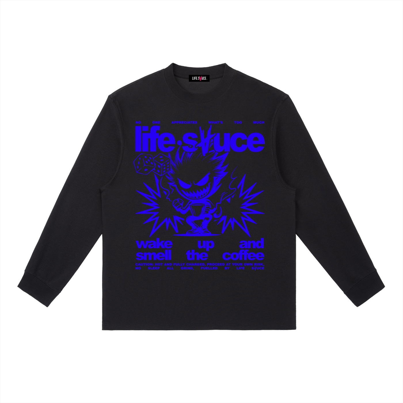 FULLY CHARGED | Long Sleeve Shirt - Royal Blue Black