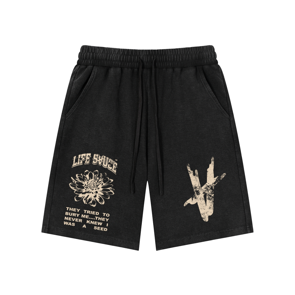 BREAKING FREE | Waffle Knit Shorts - Black Khaki