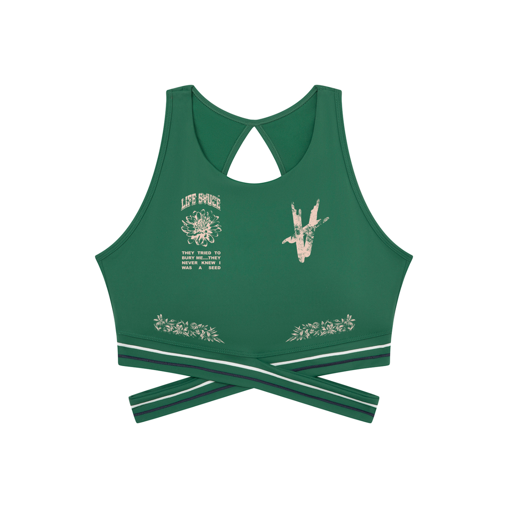 Criss-Cross Band Sports Bra - Green