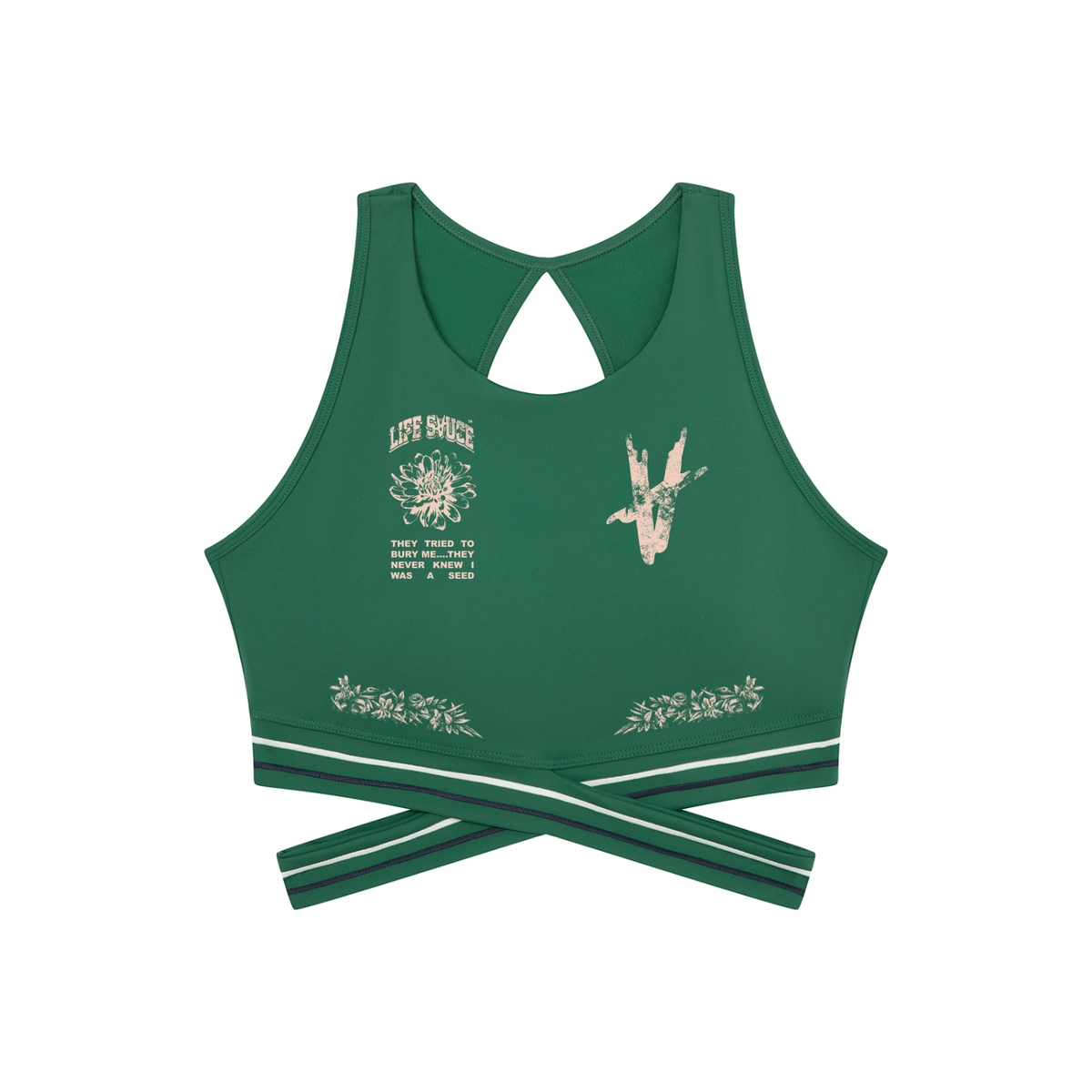 Criss-Cross Band Sports Bra - Green