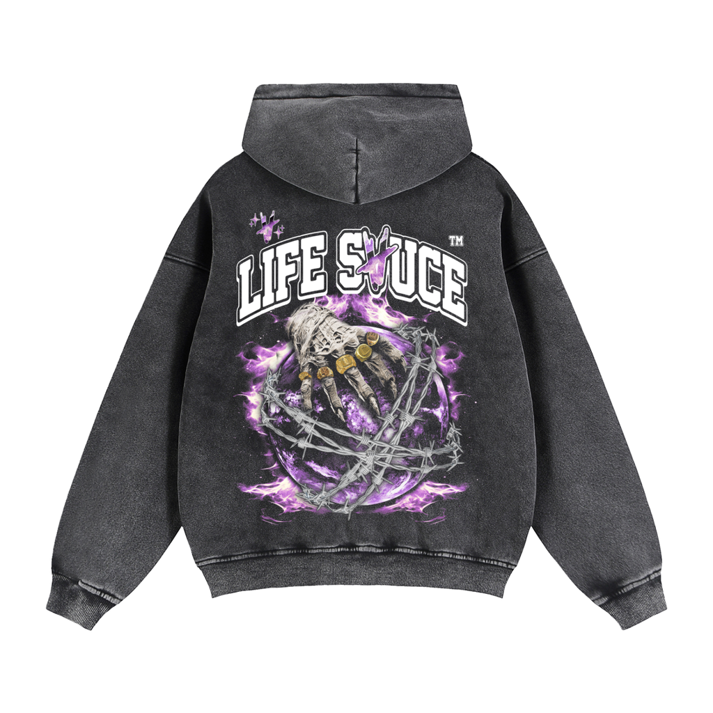 DARK WORLD | Frosted Zip Hoodie - Black