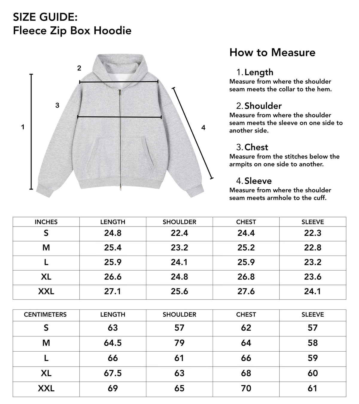 BREAKING FREE | Fleeced Zip Hoodie - Black size guide