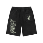 Washed Waffle Knit Shorts - Black