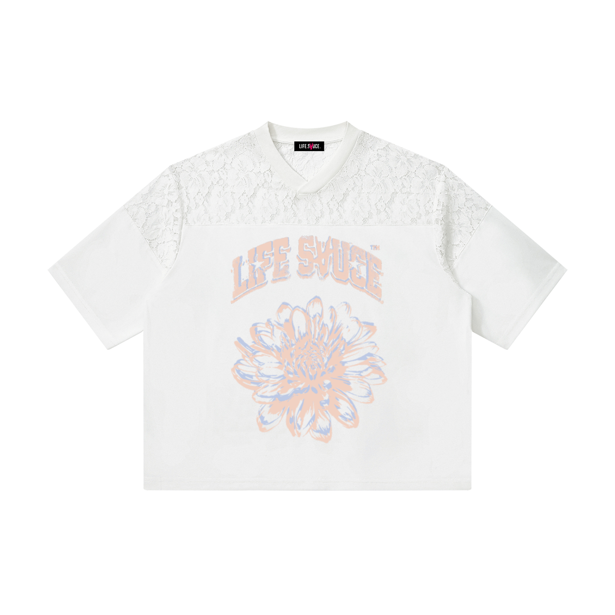 Lace V-Neck T-Shirt - White