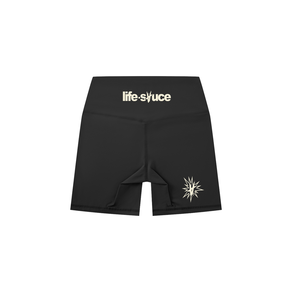 High-Waisted Biker Shorts - Black