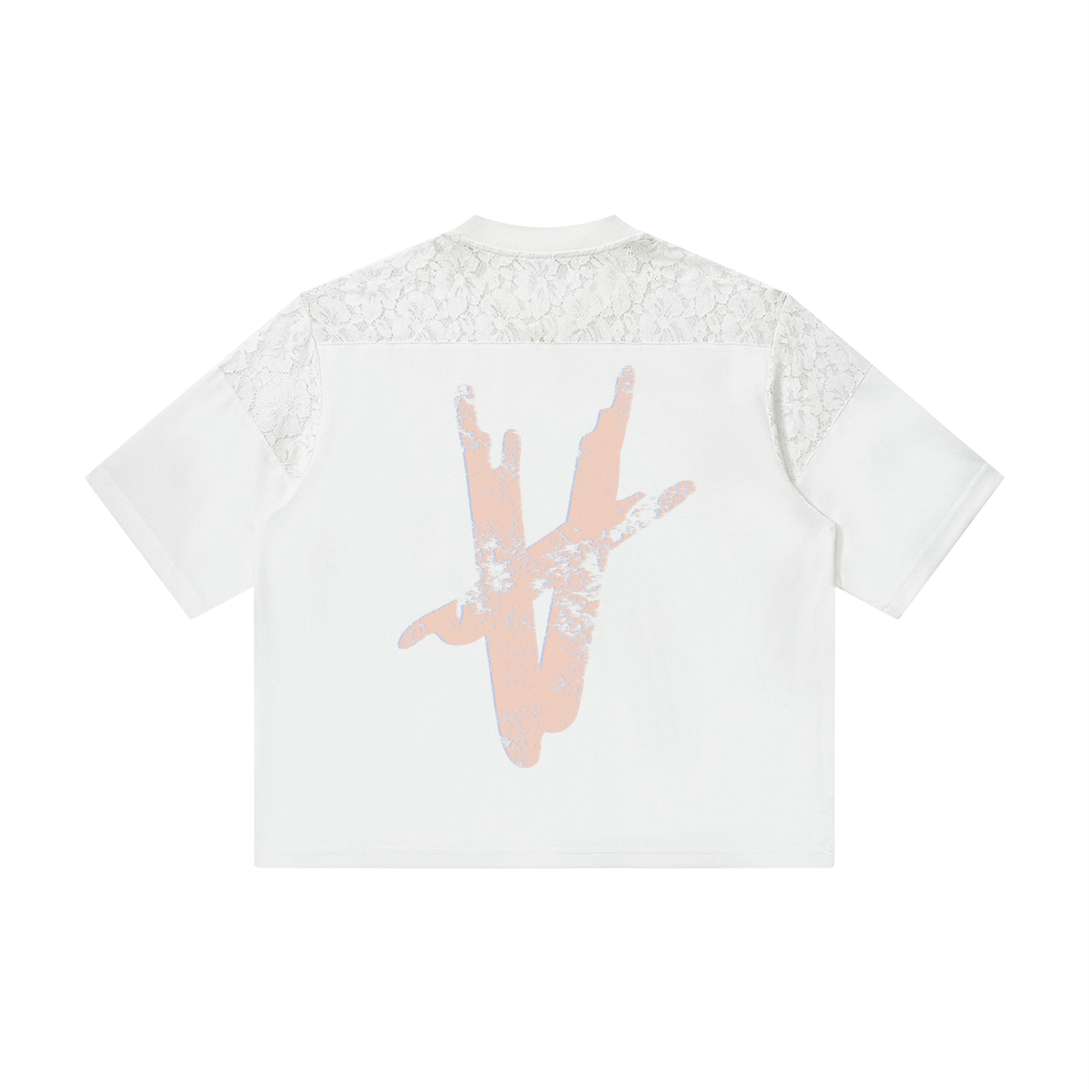 Lace V-Neck T-Shirt - White