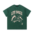 Washed Waffle Knit T-Shirt - Forest Green