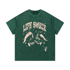 Washed Waffle Knit T-Shirt - Forest Green