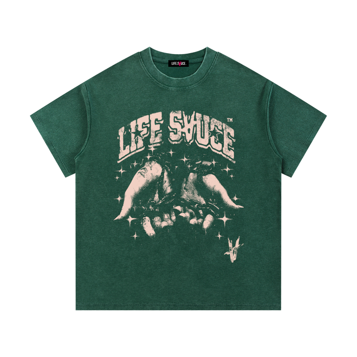 Washed Waffle Knit T-Shirt - Forest Green