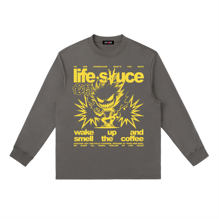 FULLY CHARGED | Long Sleeve Shirt - Dark Grey Yellow