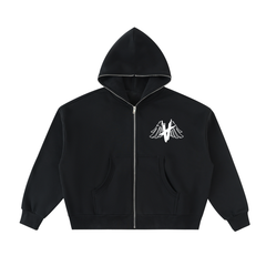 TAKE OFF | Full-Zip Box Hoodie - Black