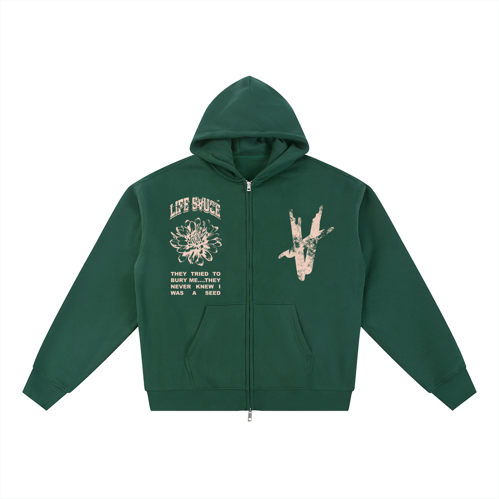 BREAKING FREE | Fleeced Zip Hoodie - Eden Green