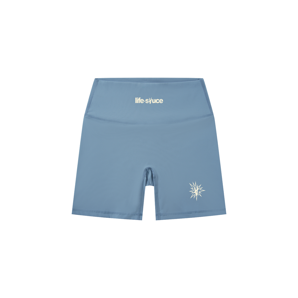 High-Waisted Biker Shorts - Slate Blue