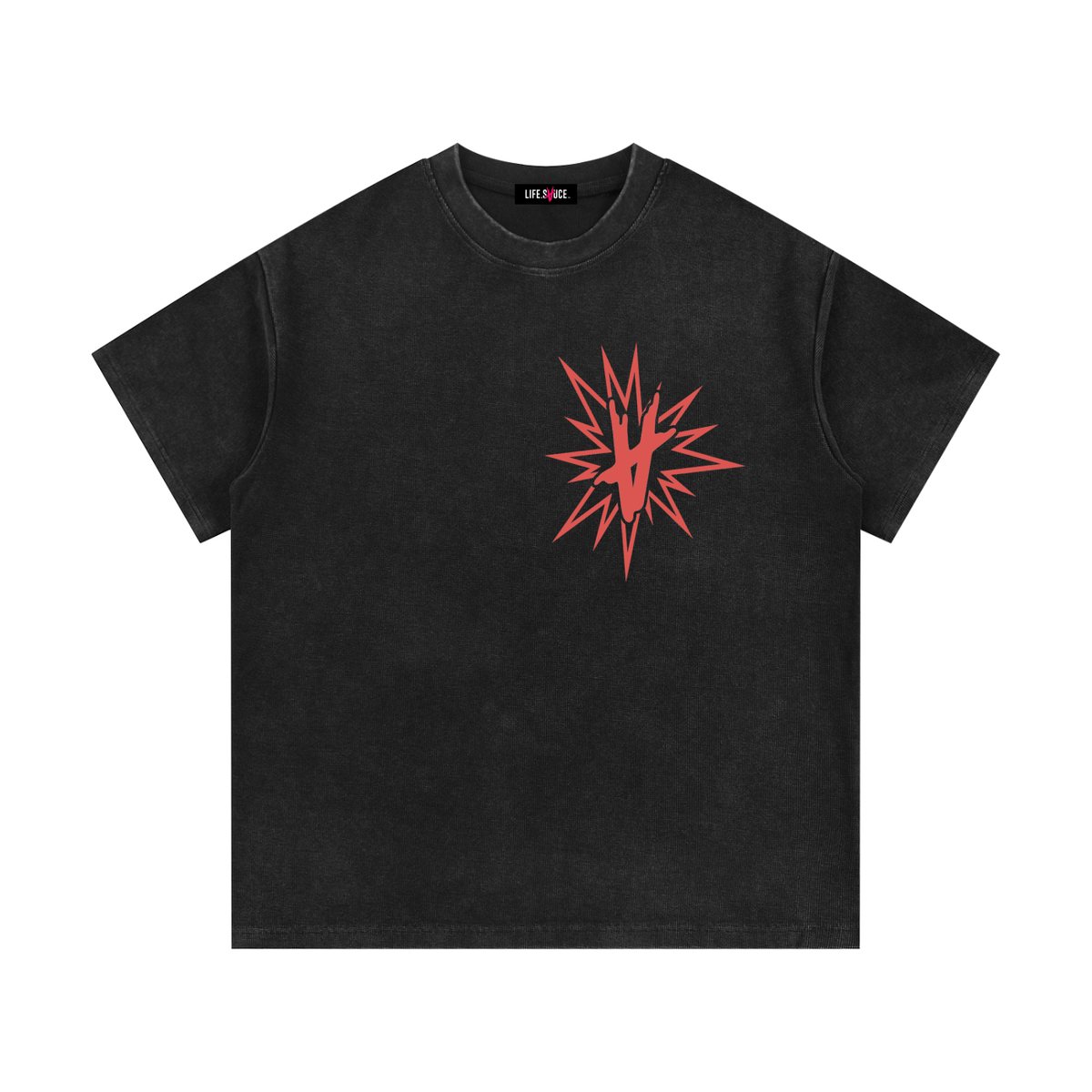 FULLY CHARGED | Waffle Knit T-Shirt - Black