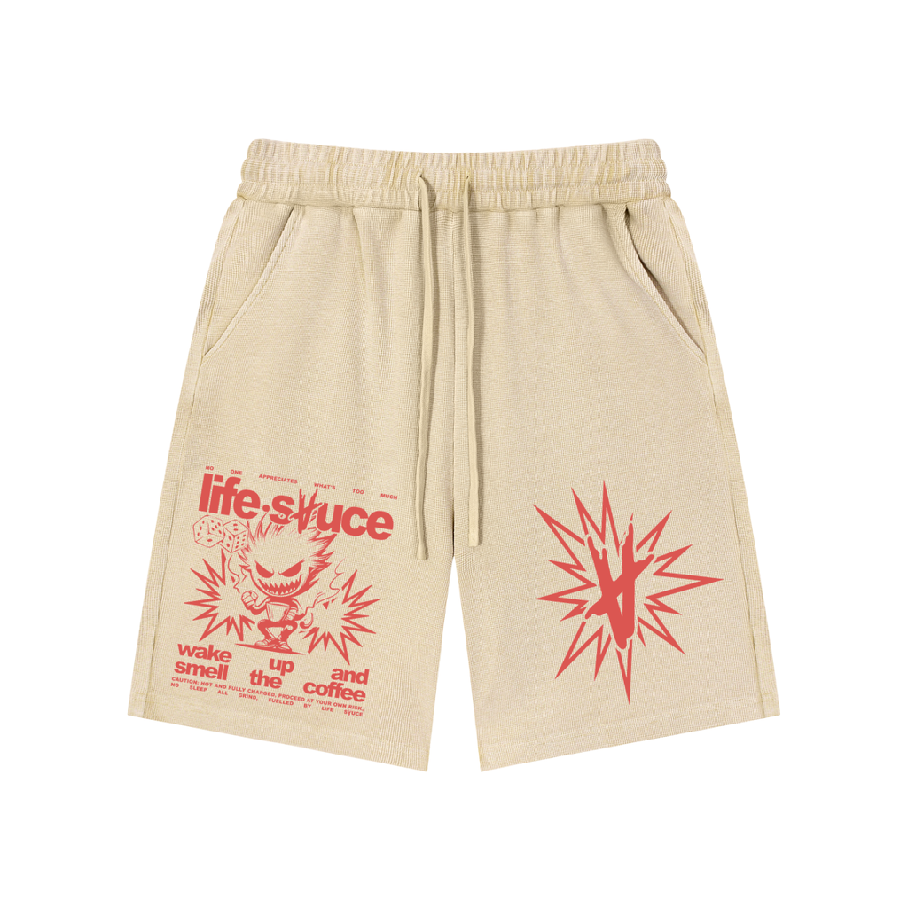 Washed Waffle Knit Shorts - Stone